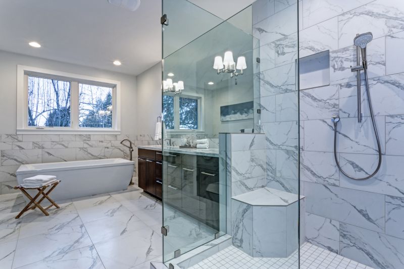 Open Concept Shower with Stone Accents